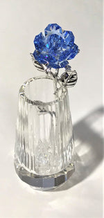 Load image into Gallery viewer, Blue Crystal Rose In Crystal Vase - Blue Crystal Flower In Crystal Vase - Rose Figurine
