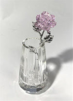 Load image into Gallery viewer, Pink Crystal Rose In Crystal Vase - Crystal Pink Flower In Crystal Vase - Rose Figurine
