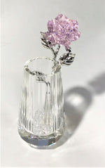 Load image into Gallery viewer, Pink Crystal Rose In Crystal Vase - Crystal Pink Flower In Crystal Vase - Rose Figurine
