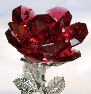 Red Crystal Rose Handcrafted By Bjcrystalgifts Using Swarovski Crystal - Crystal Rose Figurine