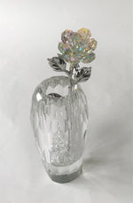 Load image into Gallery viewer, Aurora Borealis Rose In Faceted Crystal Vase
