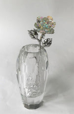 Load image into Gallery viewer, Aurora Borealis Rose In Faceted Crystal Vase
