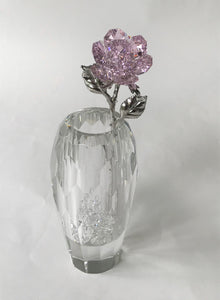 Pink Crystal Rose Handcrafted By Bjcrystalgifts Using Swarovski Crystals In A Faceted Crystal Vase