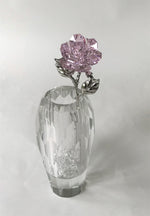 Load image into Gallery viewer, Pink Crystal Rose Handcrafted By Bjcrystalgifts Using Swarovski Crystals In A Faceted Crystal Vase
