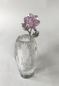 Pink Crystal Rose Handcrafted By Bjcrystalgifts Using Swarovski Crystals In A Faceted Crystal Vase