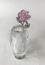 Load image into Gallery viewer, Pink Crystal Rose Handcrafted By Bjcrystalgifts Using Swarovski Crystals In A Faceted Crystal Vase
