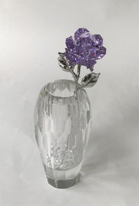 Purple Crystal Rose Handcrafted By Bjcrystalgifts Using Swarovski Crystals In A Faceted Crystal Vase