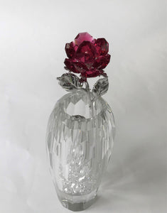 Red Crystal Rose Handcrafted By Bjcrystalgifts Using Swarovski Crystals In A Faceted Crystal Vase