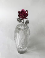 Load image into Gallery viewer, Red Crystal Rose Handcrafted By Bjcrystalgifts Using Swarovski Crystals In A Faceted Crystal Vase
