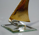 Load image into Gallery viewer, Crystal Sailboat Miniature - Sailboat Figurine - Gold Tone Sailboat
