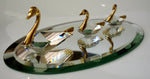 Load image into Gallery viewer, Swan Family Figurine - Crystal Swan Miniature - Gold Tone Swans
