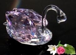 Crystal Swan With Pink Wings - Swan Miniature - Swan Collector