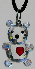 Load image into Gallery viewer, Crystal Teddy Bear With Red Heart Necklace
