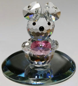 Crystal Teddy Bear Figurine With Pink Heart Handcrafted With Swarovski Crystal