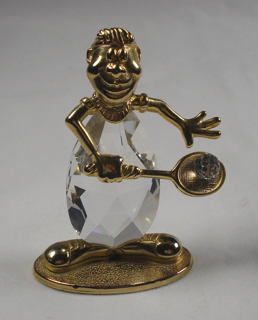 Crystal Tennis Player Figurine - Tennis Player Miniature Handcrafted With Swarovski Crystal
