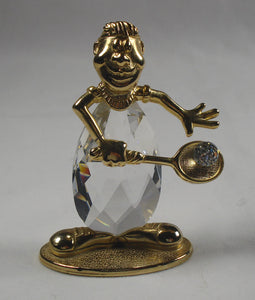 Crystal Tennis Player Figurine - Tennis Player Miniature Handcrafted With Swarovski Crystal