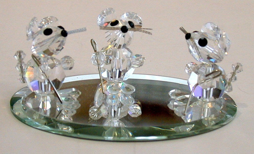 Crystal Three Blind Mice Figurine Handcrafted By Bjcrystals Using Swarovski Crystals