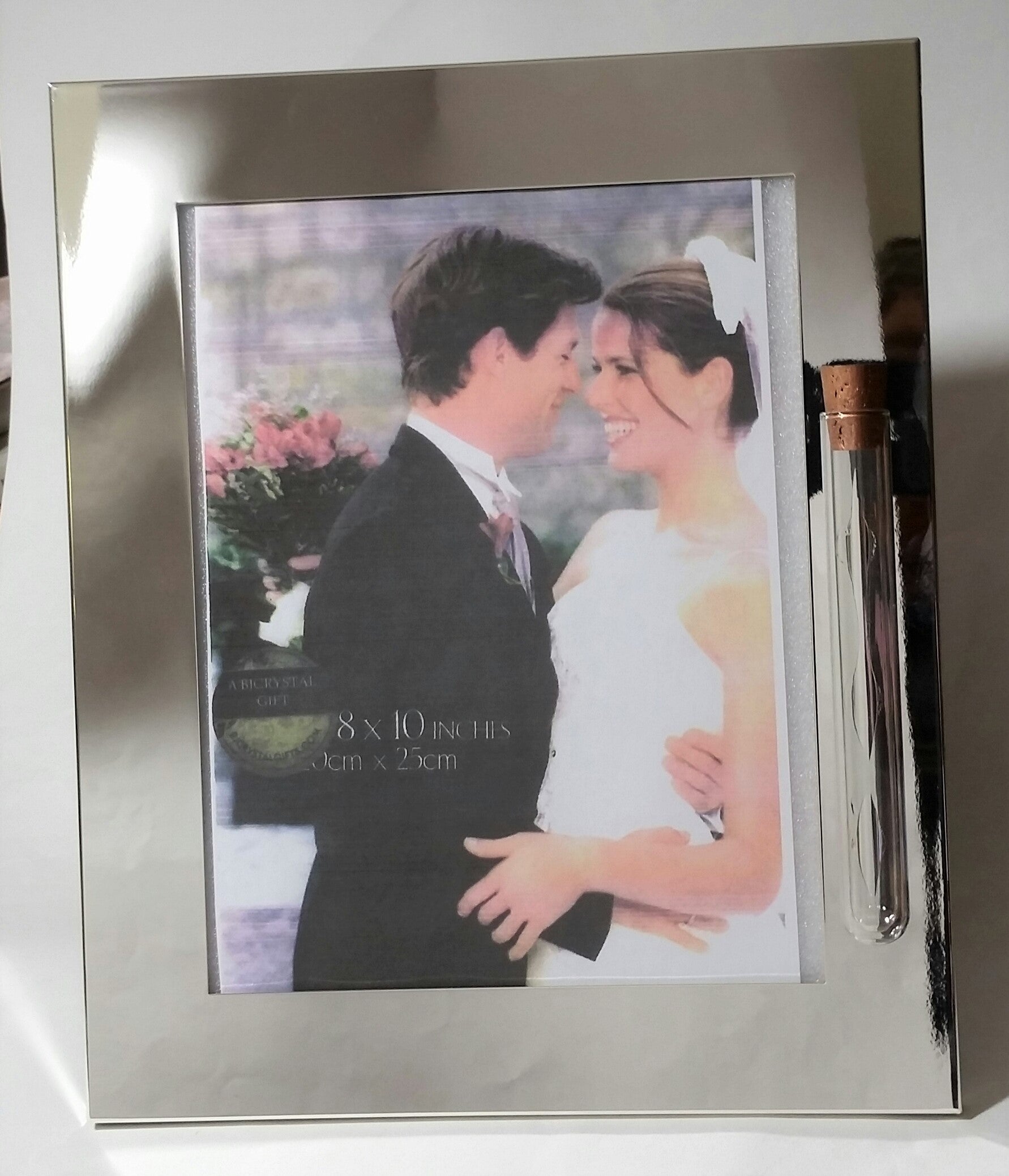 Wedding Picture Frame - Holds Shards from Jewish Wedding Ceremony Jewish Engagement - Holds 8x10 Photo - Jewish Wedding - Shiny Silver Color