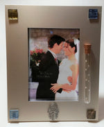 Load image into Gallery viewer, Jewish Wedding Picture frame - Picture Frame With Chamsa - Holds Shards From Wedding Ceremony
