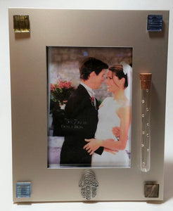 Jewish Wedding Picture frame - Picture Frame With Chamsa - Holds Shards From Wedding Ceremony