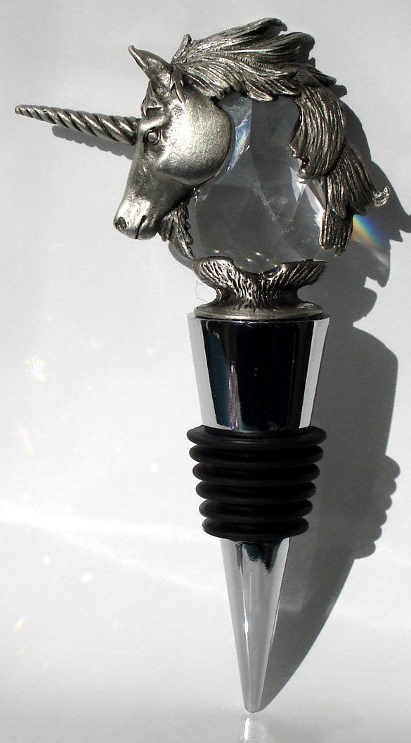 Crystal Unicorn Wine Stopper - Pewter Unicorn Wine Stopper - Stainless Steel Wine Stopper