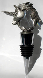 Load image into Gallery viewer, Crystal Unicorn Wine Stopper - Pewter Unicorn Wine Stopper - Stainless Steel Wine Stopper
