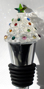Load image into Gallery viewer, Crystal Christmas Tree Wine Stopper Hand Crafted By The Artisans At Bjcrystalgifts Using Swarovski Crystal
