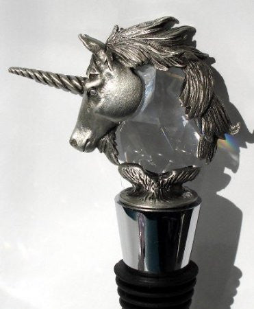 Crystal Unicorn Wine Stopper - Pewter Unicorn Wine Stopper - Stainless Steel Wine Stopper