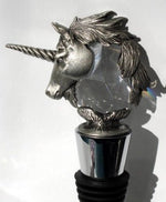 Load image into Gallery viewer, Crystal Unicorn Wine Stopper - Pewter Unicorn Wine Stopper - Stainless Steel Wine Stopper
