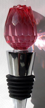 Load image into Gallery viewer, Bottle Stopper Wine Topper Stainless Steel Base with Red Glass Rosebud
