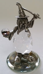 Load image into Gallery viewer, Pewter Wizard Miniature - Crystal Wizard Figurine Handcrafted With Swarovski Crystal - Whimsical Wizard
