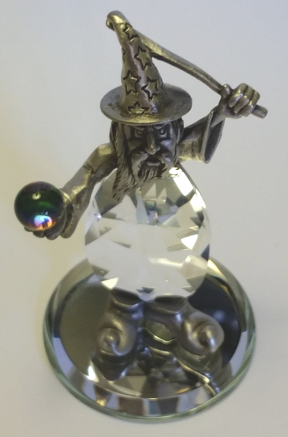 Pewter Wizard Miniature - Crystal Wizard Figurine Handcrafted With Swarovski Crystal - Whimsical Wizard