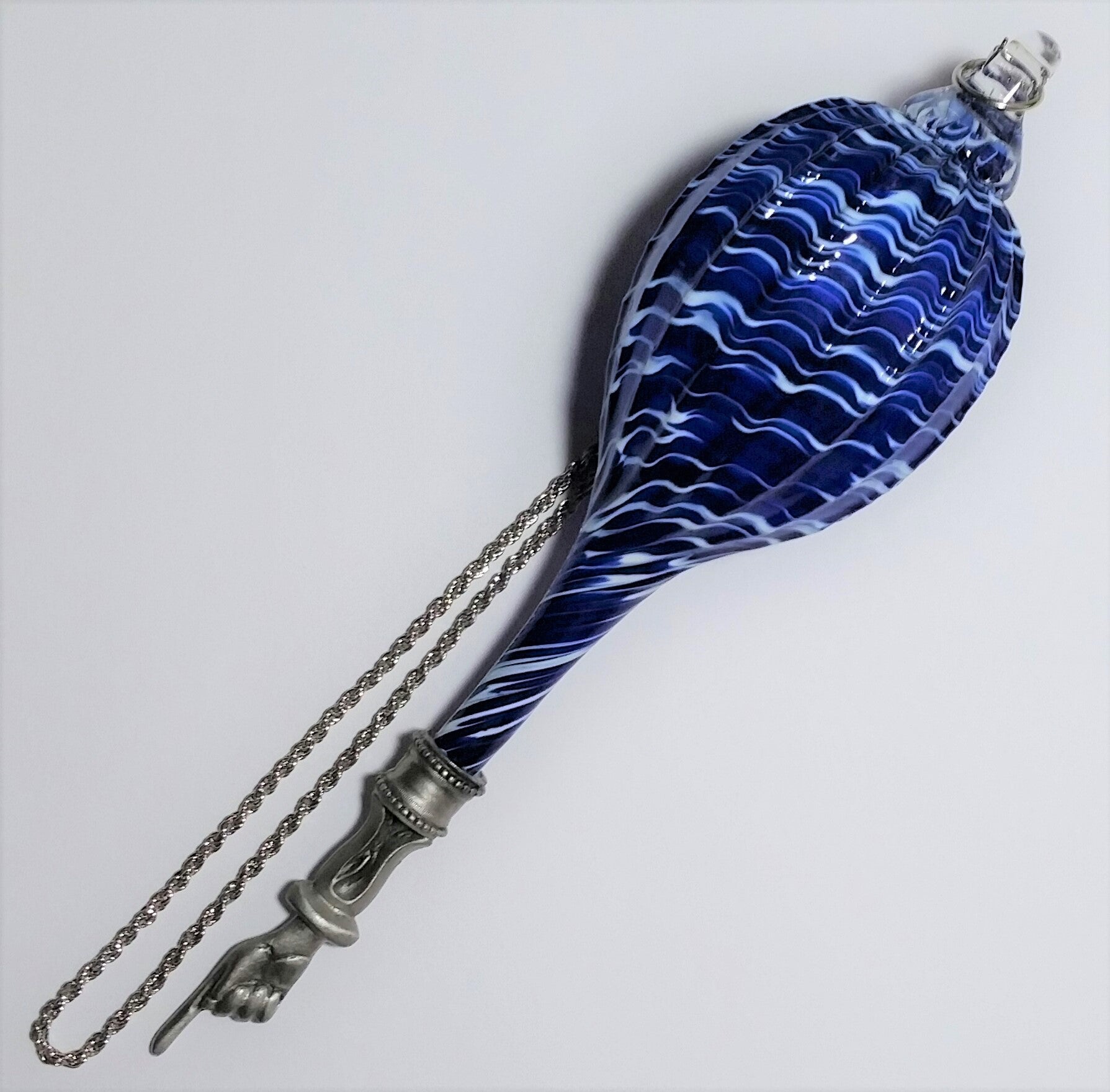 Hand Blown Glass Torah Pointer Yad - Cobalt Blue