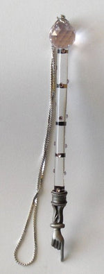 Load image into Gallery viewer, Crystal Torah Pointer - Pink Crystal Yad Handcrafted Using Swarovski Crystal - Bat Mitzvah Gift
