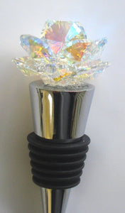 Aurora Borealis Crystal Rosebud Wine Stopper