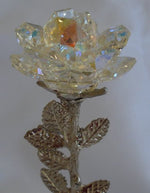 Load image into Gallery viewer, Aurora Borealis Crystal Rose On Marble Base - Personalized
