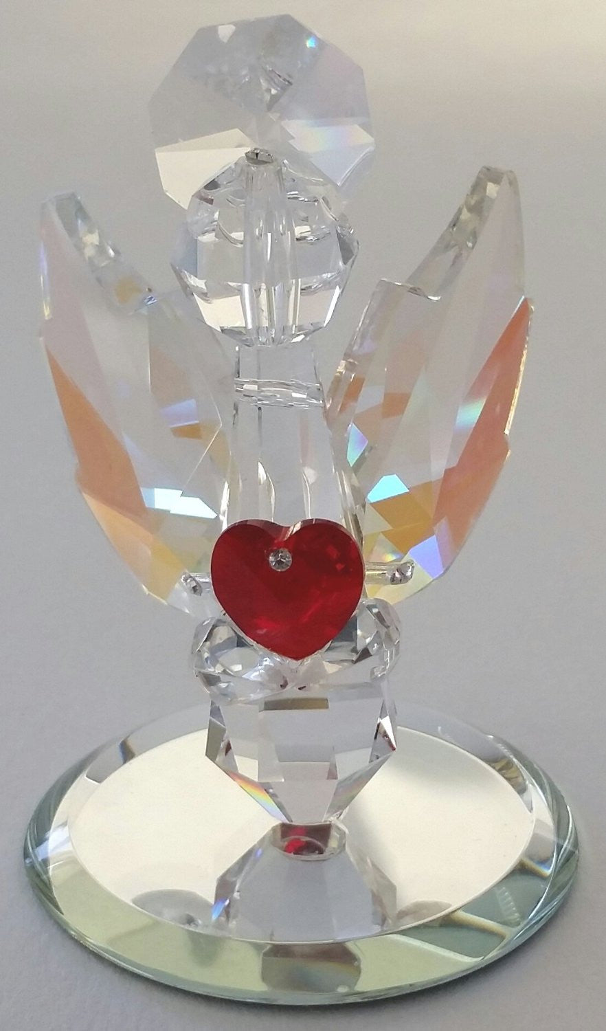 Crystal Angel Holding a Red Crystal Heart Handcrafted By Bjcrystalgifts Using Swarovski Crystals - Guaurdian Angel