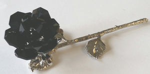 Black Rose Handcrafted By the Artisans At Bjcrystalgifts Using Swarovski Crystal - Black Crystal Rose