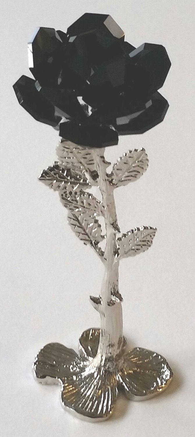Black Crystal Rose - Black Rose Handcrafted By the Artisans At Bjcrystalgifts Using Swarovski Crystals - Fantasy Rose