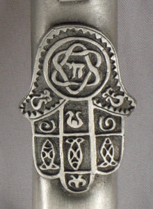 Chamsa Mezuzah - Pewter