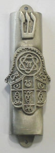 Chamsa Mezuzah - Pewter