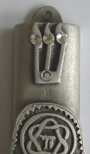 Pewter Mezuzah Chamsa with Kosher Scroll - Mezuzah for the Door