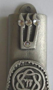 Pewter Mezuzah Chamsa with Kosher Scroll - Mezuzah for the Door