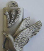 Load image into Gallery viewer, Pewter Mezuzah with Kosher Mezuzah Scroll - Pewter Peace Dove Mezuzah with Swarovski Crystal
