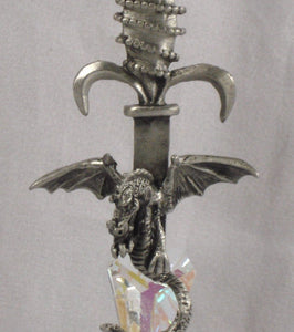Pewter Dragon Sword Necklace made with Swarovski Crystal