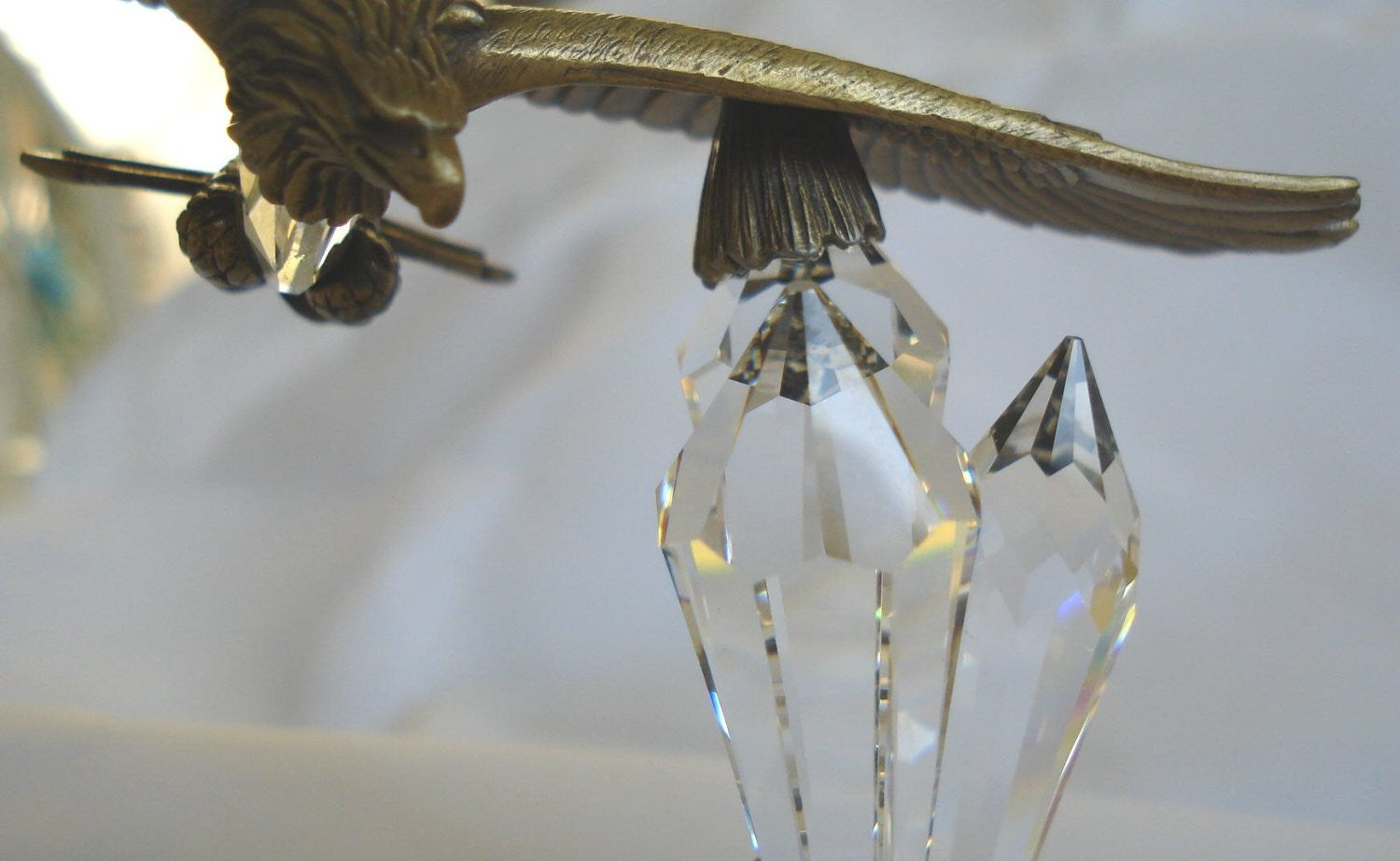 Crystal Eagle Made with Swarovski Crystal on White Marble Base