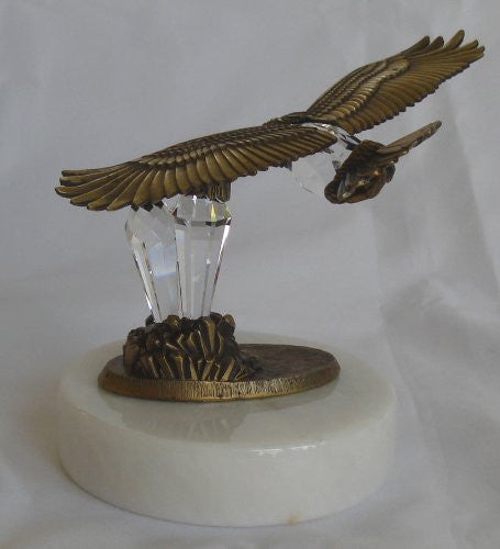 Crystal Eagle Made with Swarovski Crystal on White Marble Base