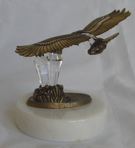 Crystal Eagle Made with Swarovski Crystal on White Marble Base