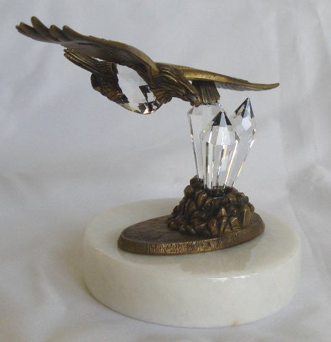 Crystal Eagle Made with Swarovski Crystal on White Marble Base