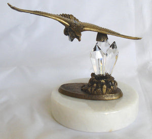 Crystal Eagle Made with Swarovski Crystal on White Marble Base
